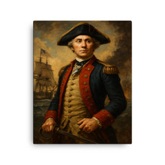 Captain John Paul Jones canvas print on a plain backdrop in size 16"x20".