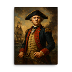 Captain John Paul Jones canvas print on a plain backdrop in size 18"x24".
