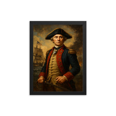 Captain John Paul Jones framed print on a plain backdrop in size 12"x16".