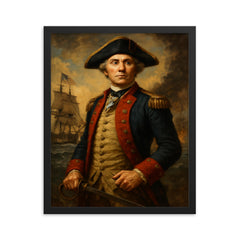 Captain John Paul Jones framed print on a plain backdrop in size 16"x20".