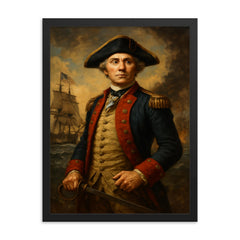 Captain John Paul Jones framed print on a plain backdrop in size 18"x24".
