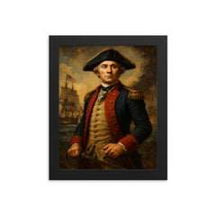 Captain John Paul Jones framed print on a plain backdrop in size 8"x10".