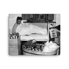 Captain Lewis Nixon of Easy Company, 506th PIR, Morning After VE Day, 1945 canvas print on a plain backdrop in size 16"x20".