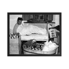 Captain Lewis Nixon of Easy Company, 506th PIR, Morning After VE Day, 1945 framed print on a plain backdrop in size 16"x20".