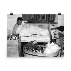 Captain Lewis Nixon of Easy Company, 506th PIR, Morning After VE Day, 1945 poster on a plain backdrop in size 8"x10".