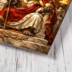 Capybara emperor on marble throne metal print mockup
