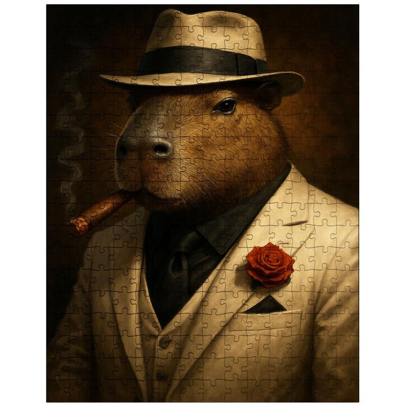 Capybara mob boss in white suit jigsaw puzzle