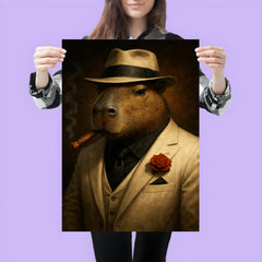 Capybara mob boss in white suit poster 3