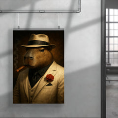 Capybara mob boss in white suit poster 4