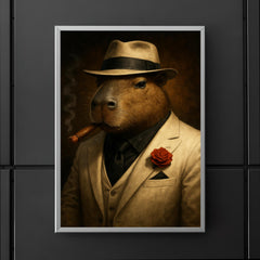Capybara mob boss in white suit poster 5