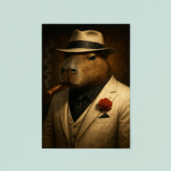 Capybara mob boss in white suit poster 8