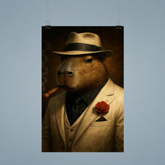 Capybara mob boss in white suit poster 9