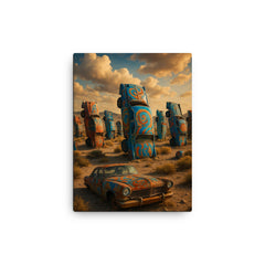 Car Forest of the Last Church Nevada USA canvas print on a plain backdrop in size 12"x16".