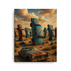 Car Forest of the Last Church Nevada USA canvas print on a plain backdrop in size 16"x20".