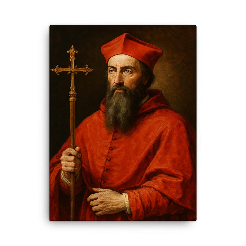 Cardinal Reginald Pole canvas print on a plain backdrop in size 18