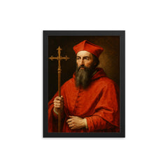 Cardinal Reginald Pole framed print on a plain backdrop in size 12"x16".