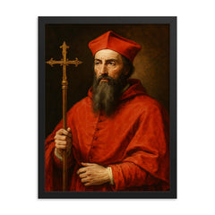 Cardinal Reginald Pole framed print on a plain backdrop in size 18"x24".