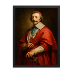 Cardinal Richelieu framed print on a plain backdrop in size 18"x24".