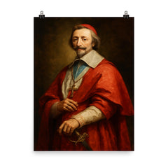 Cardinal Richelieu poster on a plain backdrop in size 8"x10".