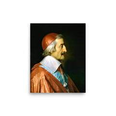 Cardinal Richelieu poster on a plain backdrop in size 8"x10".