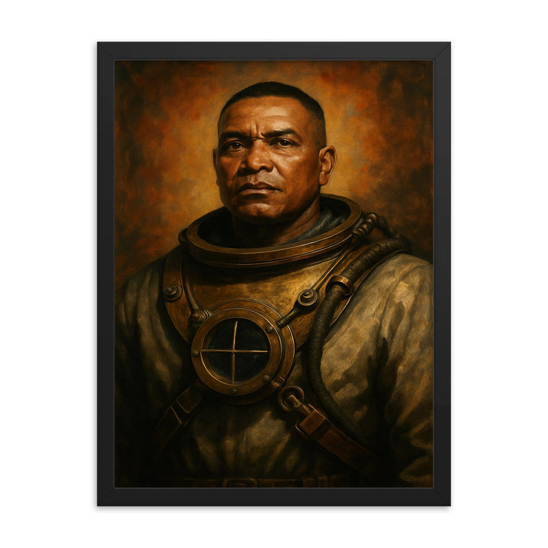 Carl Brashear framed print on a plain backdrop in size 18