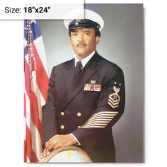 Carl Brashear metal print on a plain backdrop in size 18"x24".