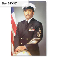 Carl Brashear metal print on a plain backdrop in size 24"x36".