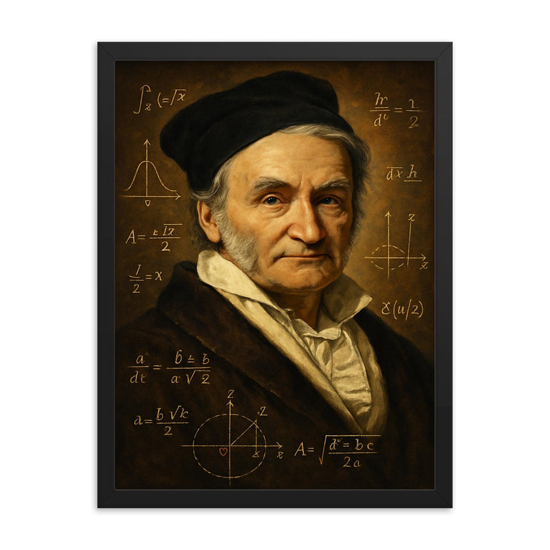 Carl Friedrich Gauss framed print on a plain backdrop in size 18