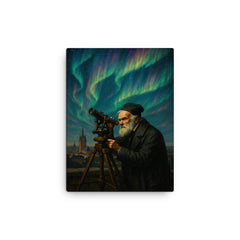 Carl Friedrich Gauss measuring Hanover under aurora skies canvas print on a plain backdrop in size 12"x16".