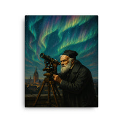 Carl Friedrich Gauss measuring Hanover under aurora skies canvas print on a plain backdrop in size 16"x20".