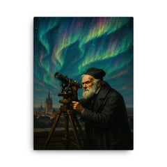 Carl Friedrich Gauss measuring Hanover under aurora skies canvas print on a plain backdrop in size 18"x24".