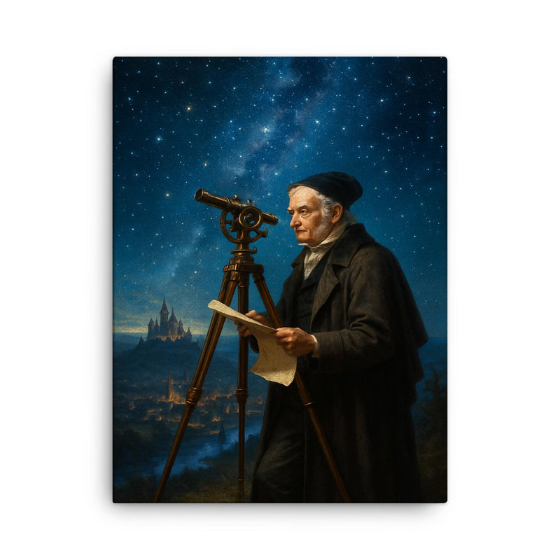 Carl Friedrich Gauss measuring the kingdom by starlight canvas print on a plain backdrop in size 18
