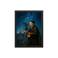 Carl Friedrich Gauss measuring the kingdom by starlight framed print on a plain backdrop in size 12"x16".