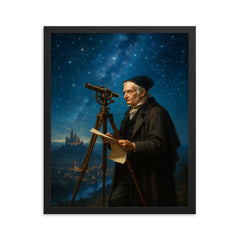 Carl Friedrich Gauss measuring the kingdom by starlight framed print on a plain backdrop in size 16"x20".