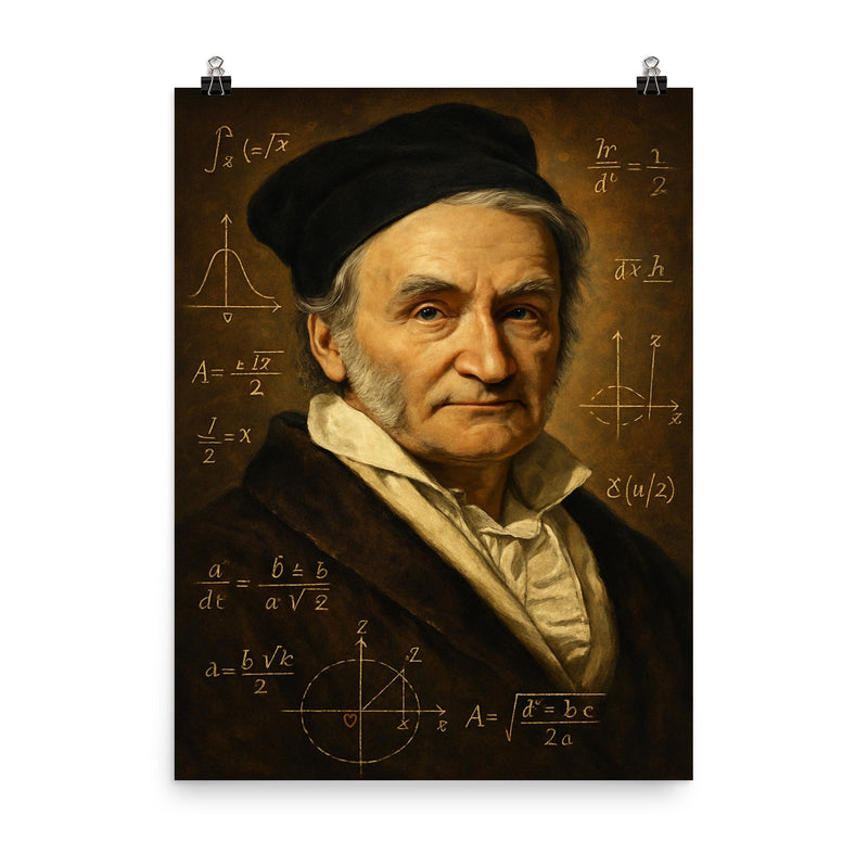 Carl Friedrich Gauss poster on a plain backdrop in size 8