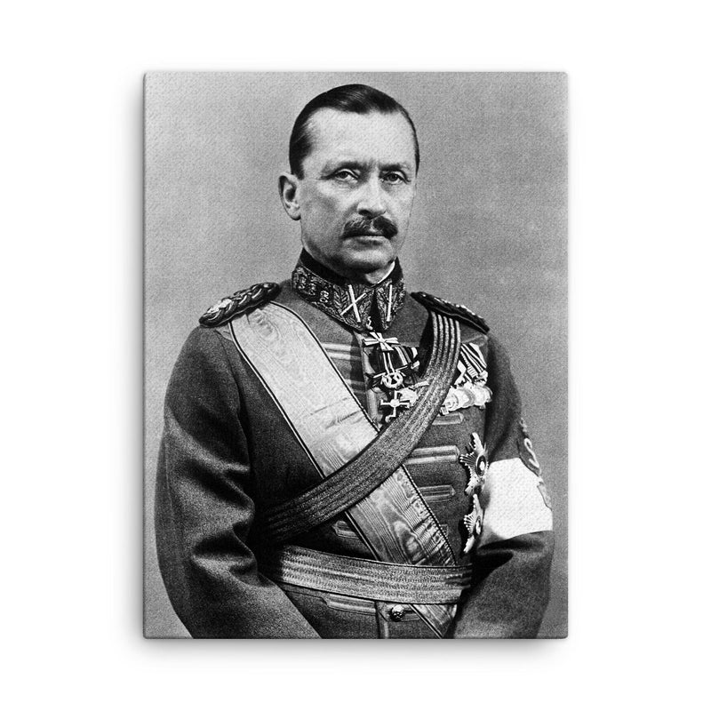 Carl Gustaf Emil Mannerheim canvas print on a plain backdrop in size 18
