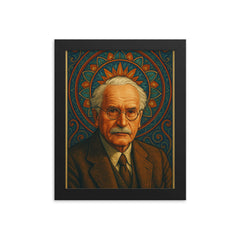 Carl Jung framed print on a plain backdrop in size 8"x10".