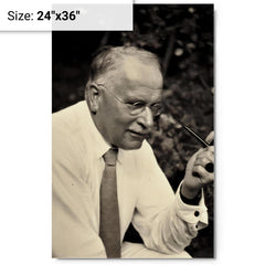 Carl Jung metal print on a plain backdrop in size 24"x36".