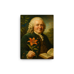 Carl Linnaeus canvas print on a plain backdrop in size 12"x16".