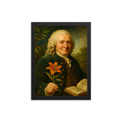 Carl Linnaeus framed print on a plain backdrop in size 12"x16".