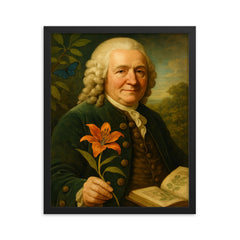 Carl Linnaeus framed print on a plain backdrop in size 16"x20".