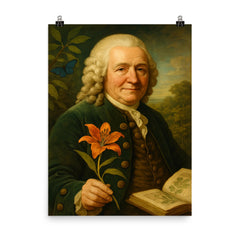 Carl Linnaeus poster on a plain backdrop in size 8"x10".