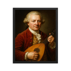 Carl Michael Bellman portrait framed print on a plain backdrop in size 16"x20".