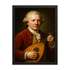 Carl Michael Bellman portrait framed print on a plain backdrop in size 18"x24".