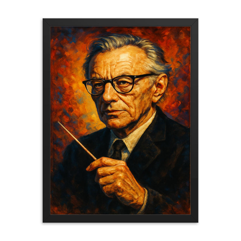 Carl Orff framed print on a plain backdrop in size 18