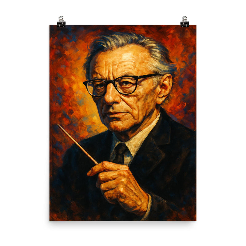 Carl Orff poster on a plain backdrop in size 8