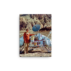 Carl Sagan canvas print on a plain backdrop in size 12"x16".