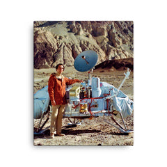Carl Sagan canvas print on a plain backdrop in size 16"x20".