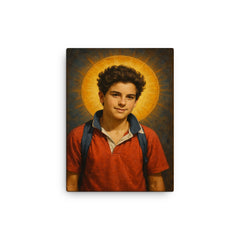 Carlo Acutis canvas print on a plain backdrop in size 12"x16".
