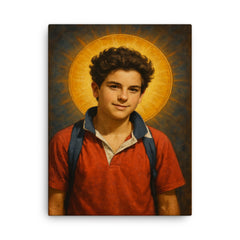 Carlo Acutis canvas print on a plain backdrop in size 18"x24".